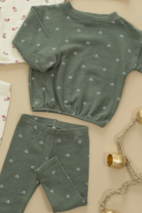 Rylee + Cru Spongey Knit Set - Evergreen Ditsy