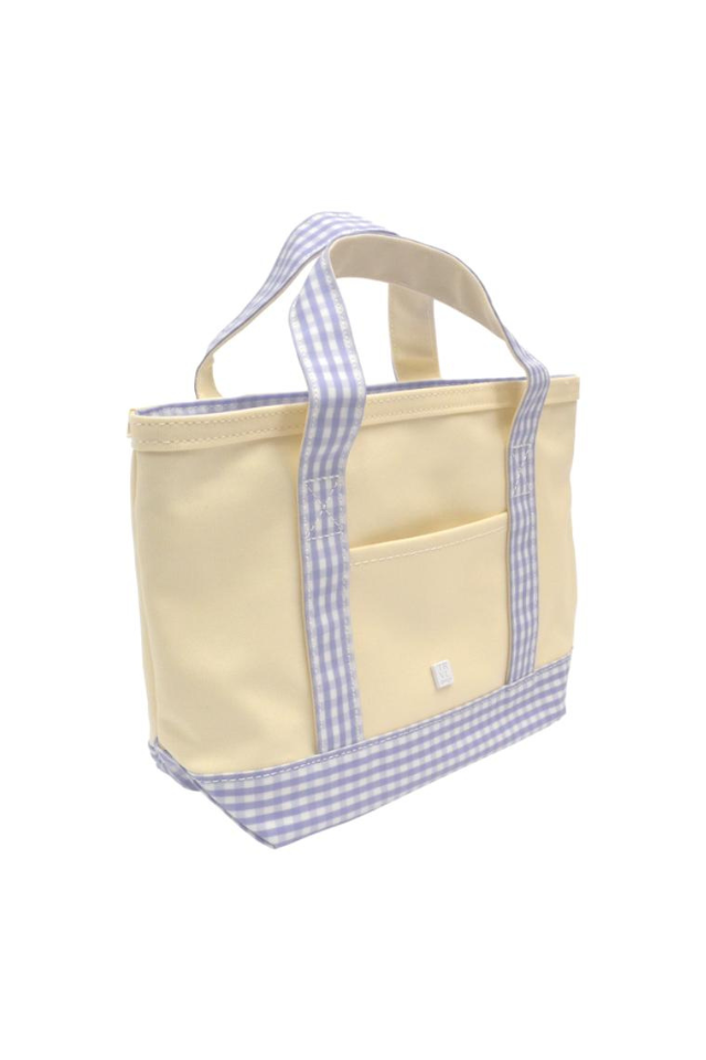 TRVL Design Coated Canvas Mini Tote - Natural/Gingham Lilac Trim