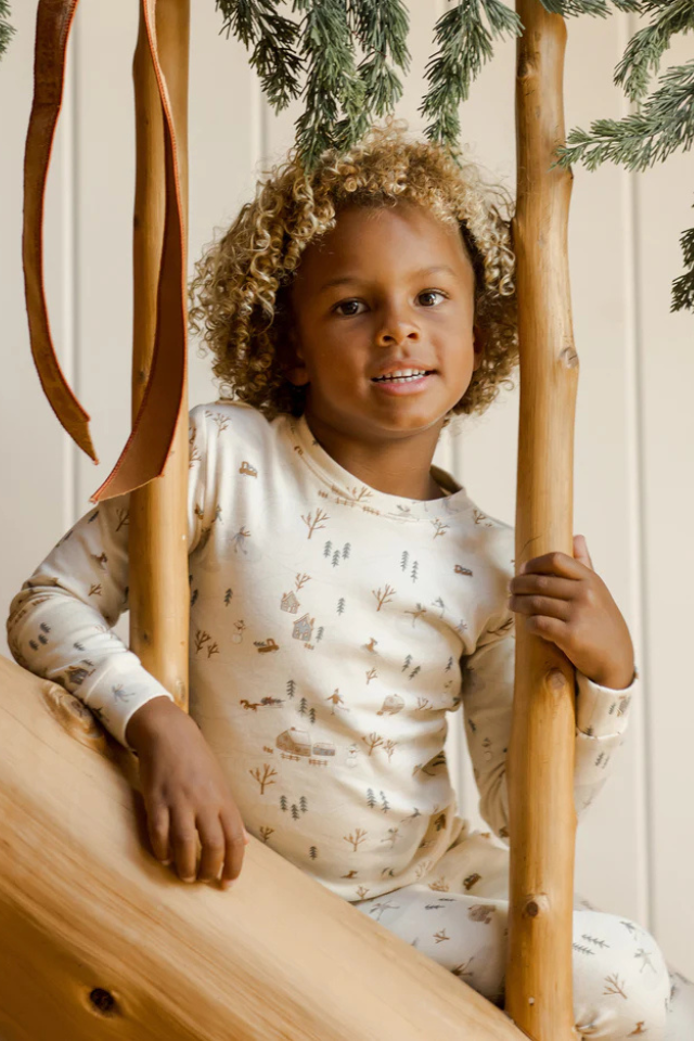 Rylee + Cru Organic Long Sleeve Pajama Set - Winter Town