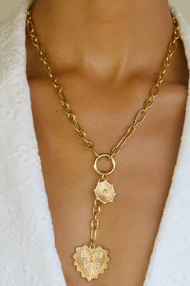 Ellie Vail Nikita Toggle Chain Medallion Lariat Necklace