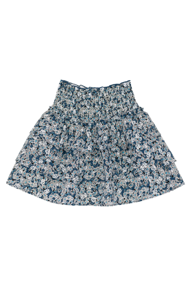 Pleat Sally Skirt - Blue Floral