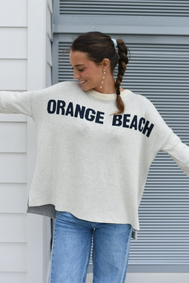 Everyday Relaxed Sweater Orange Beach - Natural/Navy