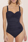 Bleu Shirred Bandeau Mio One Piece - Black