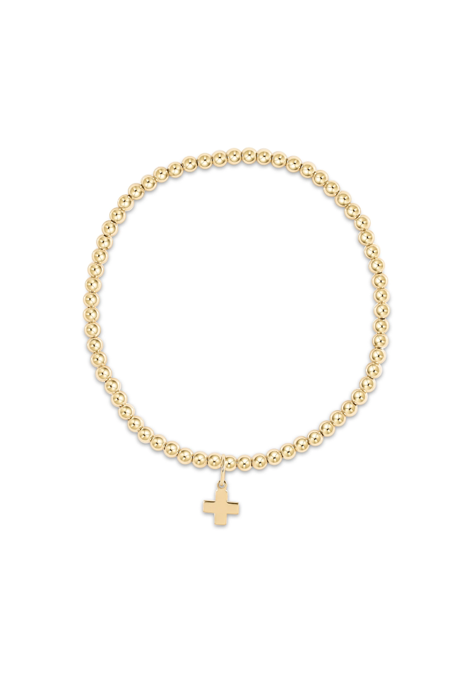 Classic Gold 3mm Bead Bracelet Signature Cross Charm
