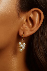 Ellie Vail Soraya Cluster Pearl Huggie Hoop Earring - Gold