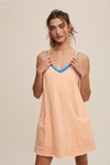 Listicle Sporty Mini Dress with Built in Romper - Peach