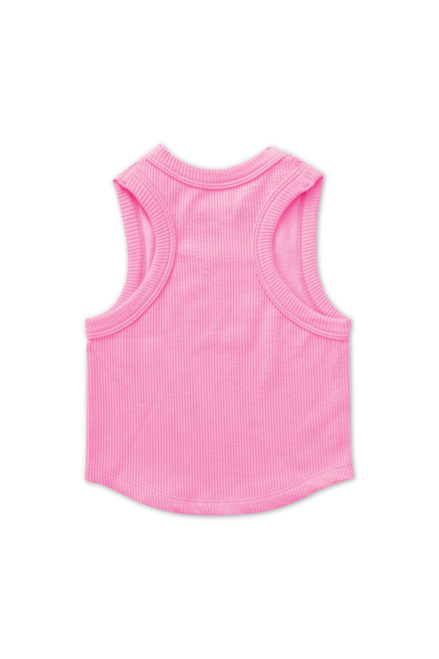 iScream Cropped Ribbed Racerback Tank Top - Rose