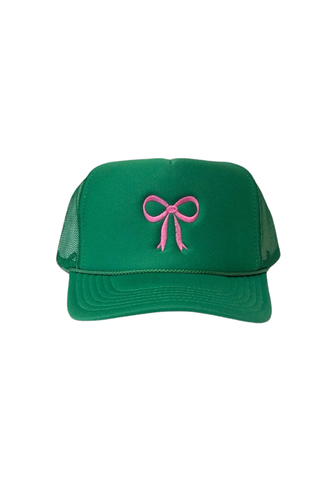 Green Trucker with Pink Bow