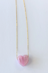 Village Beads Bankston Glassworks Heart 14" Necklace - Pink