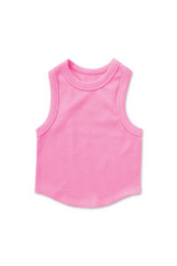 iScream Cropped Ribbed Racerback Tank Top - Rose