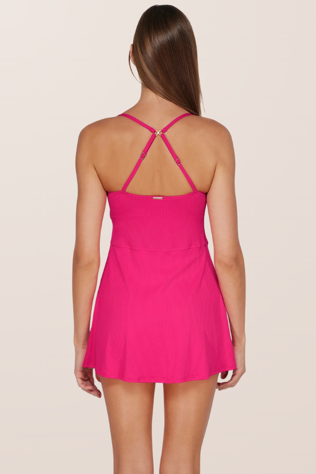 Sunsets Naomi Swim Dress - Begonia Sandbar Rib