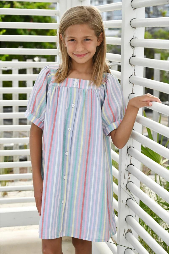 Pleat Marie Dress - Sorbet Stripe