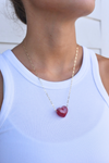 Village Beads Bankston Glassworks Heart Paper Clip Adjustable Necklace - Red