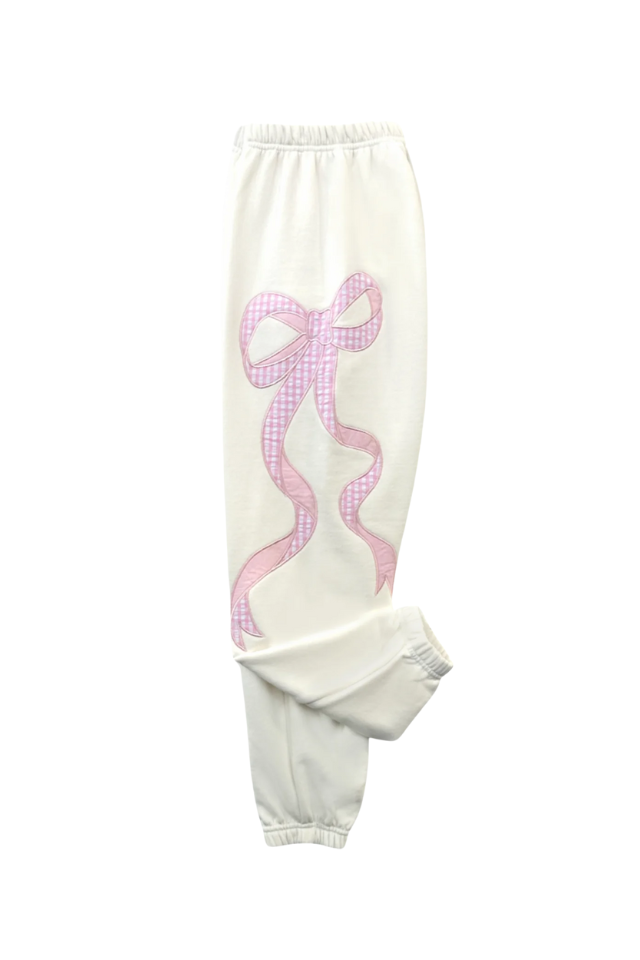 KatieJ NYC Dylan Bow Pant - Pink Seersucker