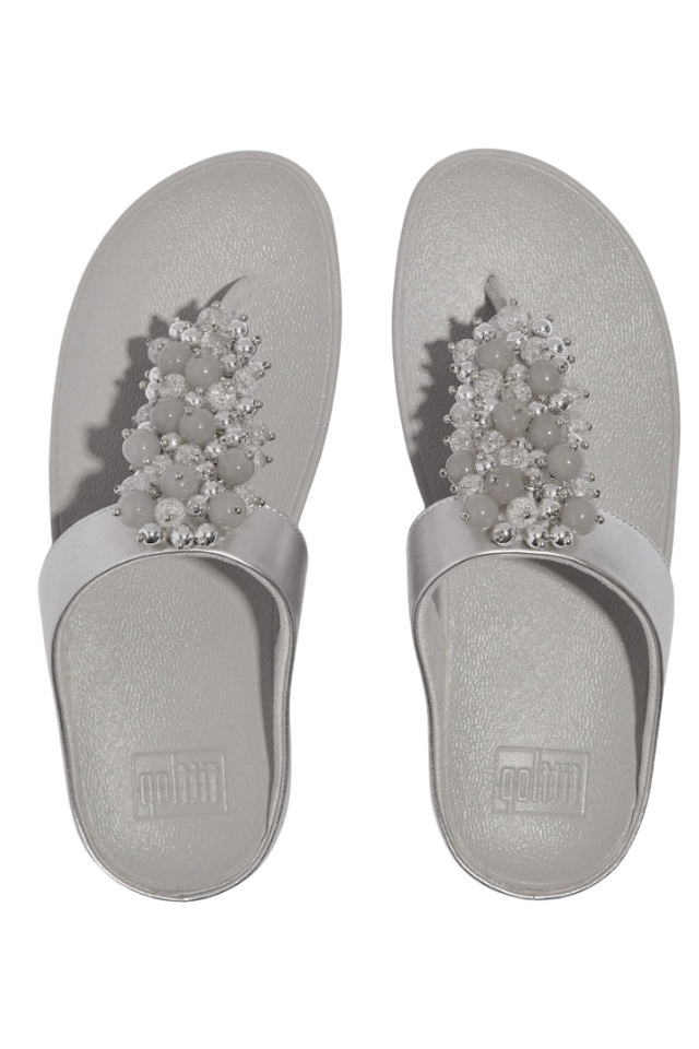 Fit Flop Fino Bauble-bead Toe Post Sandal - Silver