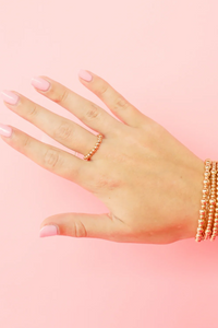 BB Lauren 3mm Beaded Band Ring - Gold