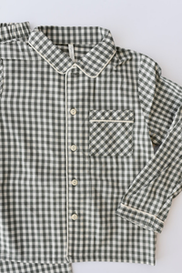 Rylee + Cru Long Sleeve Pajamas - Evergreen Gingham