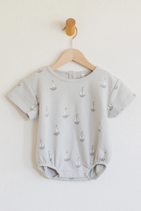 Quincy Mae Relaxed Short Sleeve Bubble Romper - Sailboats