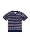 Stripes Short Sleeve Sweatshirt - Navy/White