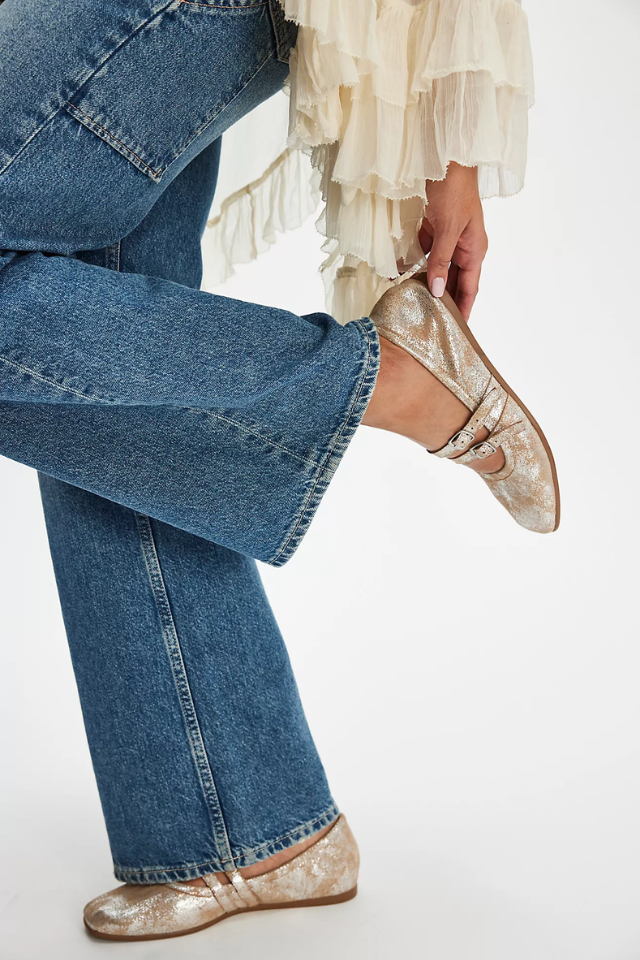 Free People Gemini Ballet Flat - Champagne Metallic