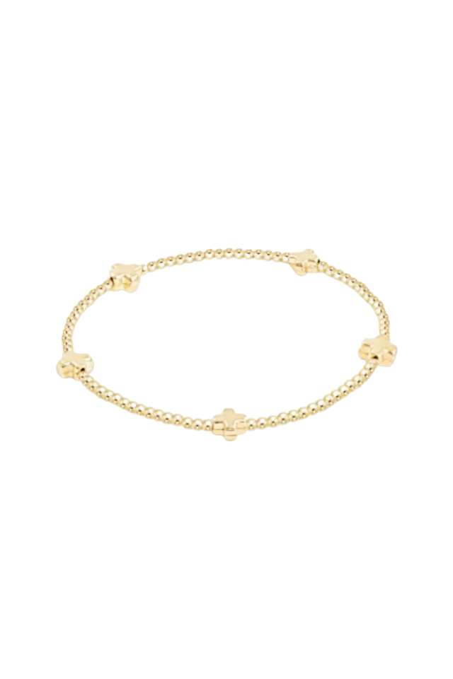 enewton Signature Cross Small Gold Pattern 2mm Bead Bracelet - Gold