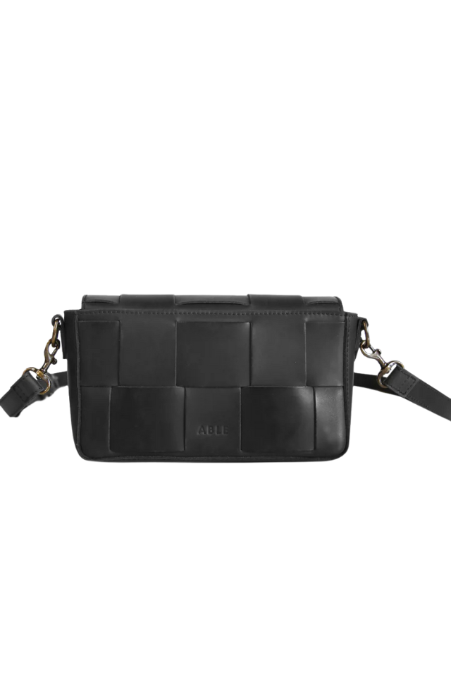 Able Mini Flap Woven Crossbody - Black