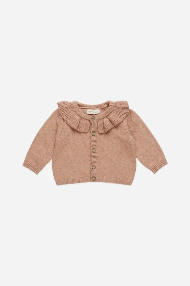 Quincy Mae Ruffle Collar Cardigan - Rose