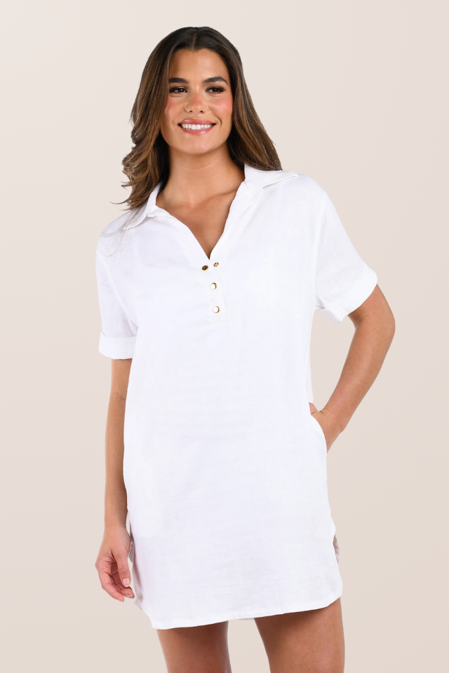 La Blanca Delphine Shift Dress Pockets - White