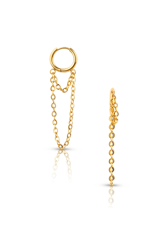 Ellie Vail Kira Drop Chain Huggie Hoop Earring - Gold