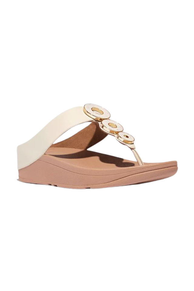 Fit Flop Fino Resin Hoop Leather Toe Post Sandals - Paris Beige