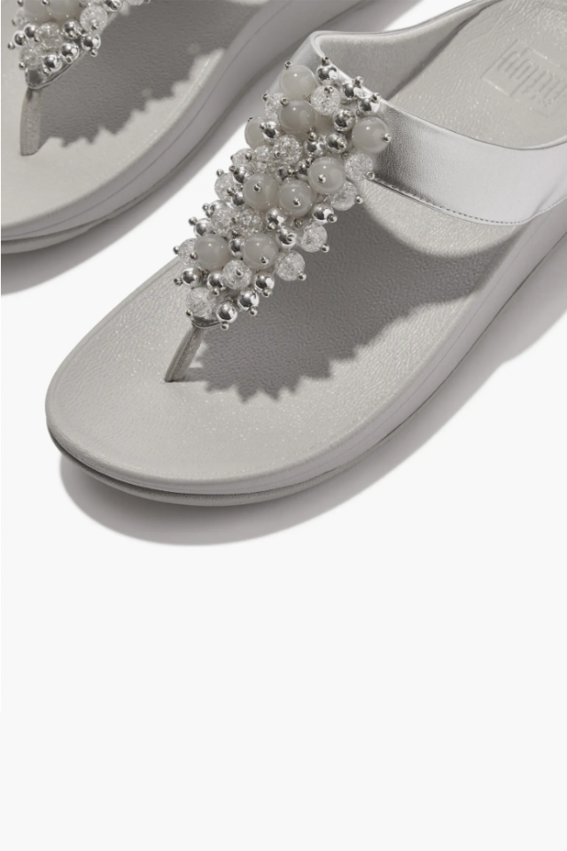 Fit Flop Fino Bauble-bead Toe Post Sandal - Silver