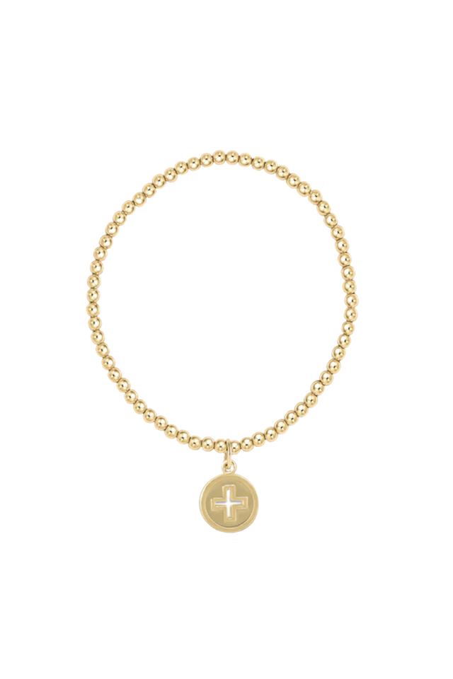 enewton Classic Gold 3mm Bead Bracelet - Signature Cross Gold Disc