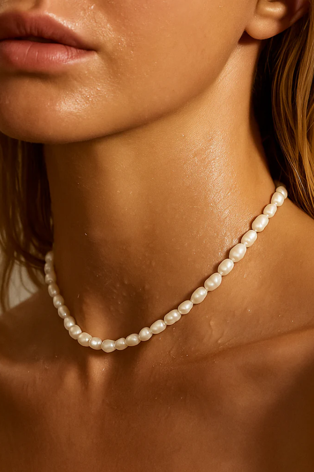 Ellie Vail Joza Pearl Choker Necklace - Gold