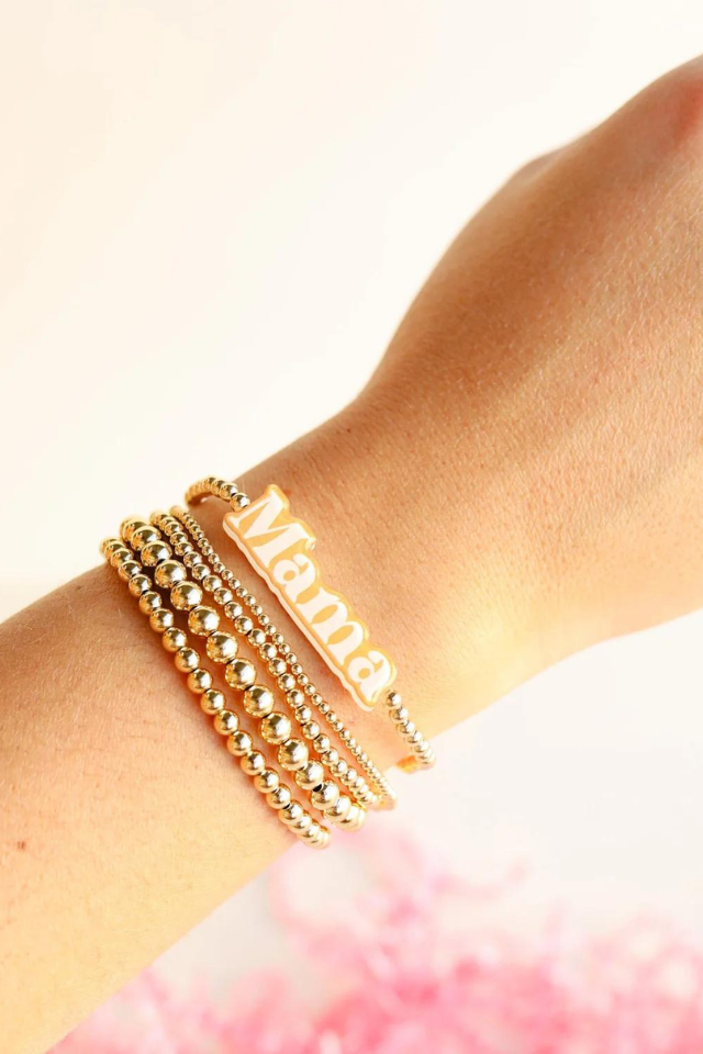 BB Acrylic Mama Beaded Gold Bracelet - 6.75