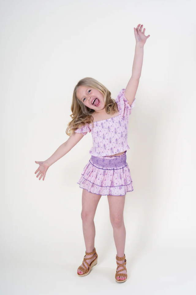 KatieJ NYC Marlee Top - Violet Stripe Floral