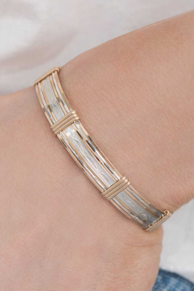 Ronaldo Inner Beauty Wide Bracelet - Silver and Gold