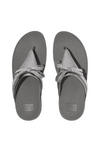 Fit Flop Lulu Glitz Bow Leather Toe Post Sandal - Silvereen