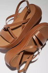 Fit Flop F-mode Leather Flatform Strappy BackStrap Sandal - Deep Tan