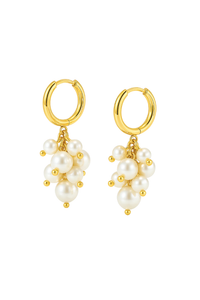 Ellie Vail Soraya Cluster Pearl Huggie Hoop Earring - Gold