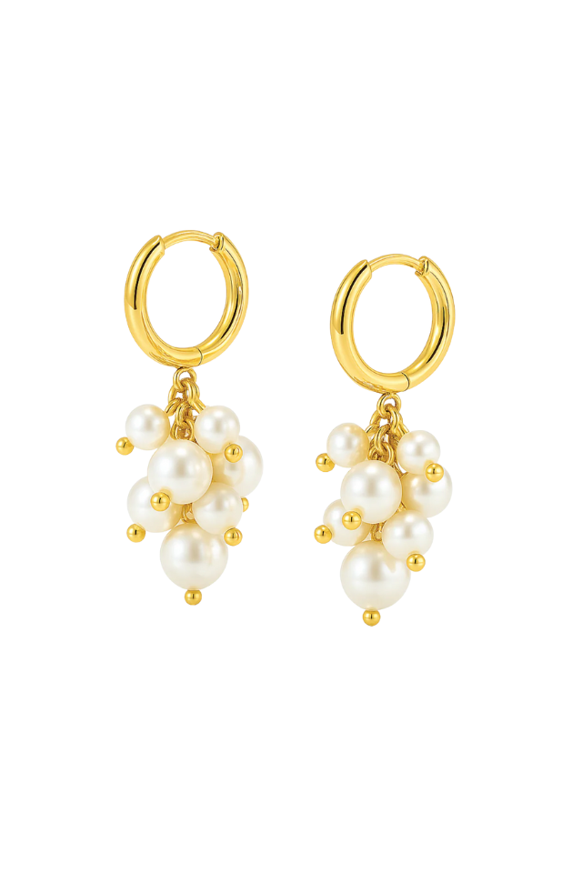 Ellie Vail Soraya Cluster Pearl Huggie Hoop Earring - Gold