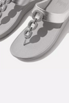 Fit Flop Fino Crystal-Chain Leather Toe Post Sandals - Classic Beige