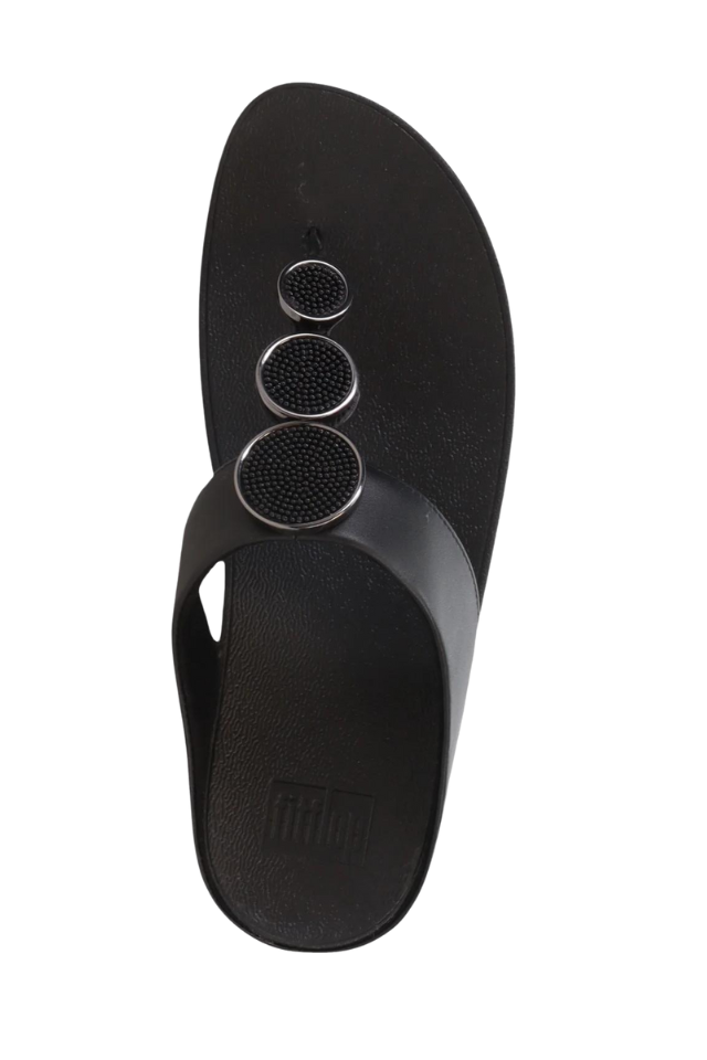 Fit Flop Halo Bead Circle Leather Toe Post Sandal - Black