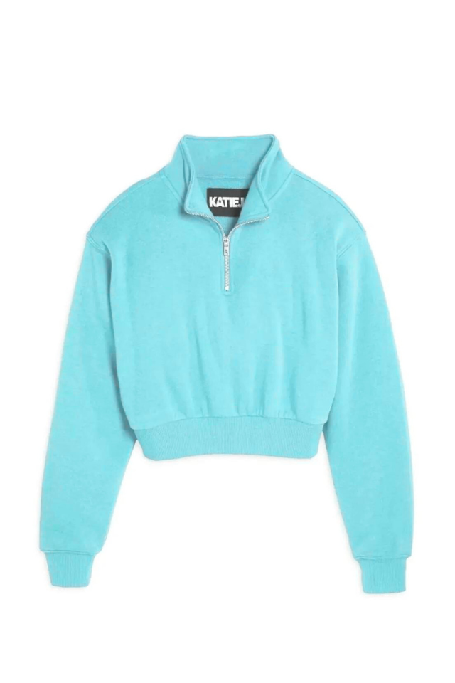 KatieJ Dylan 3/4 Zip Sweatshirt - Jade