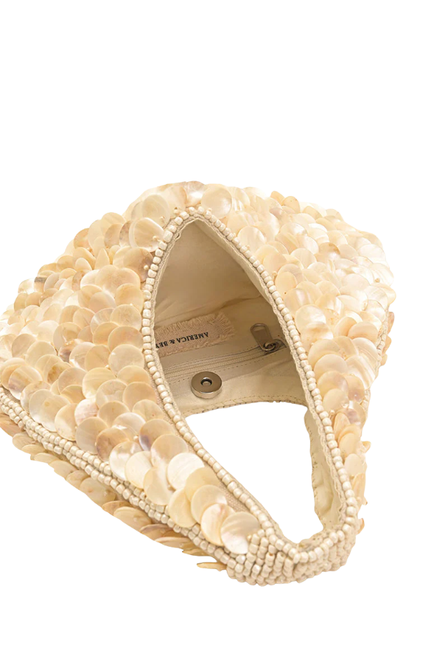 A&B Rainbow Shell Beaded Round Hand Held Bag