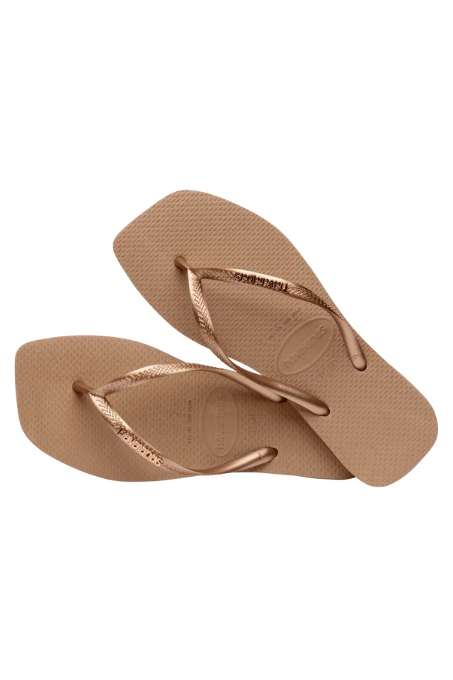 Havaianas Slim Square Logo - Rose Gold