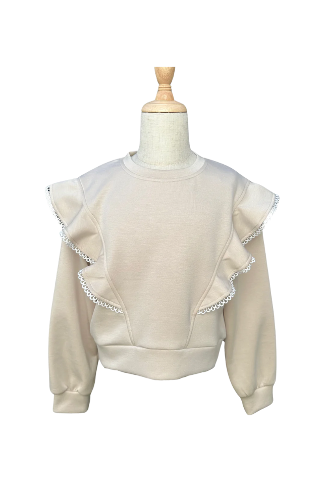 Pleat Livvy Sweatshirt- Beige