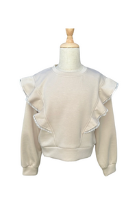 Pleat Livvy Sweatshirt- Beige