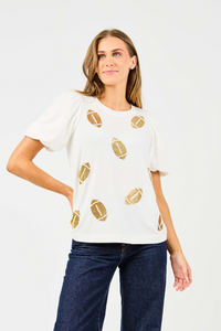 MS Tina Top - Sequin Footballs