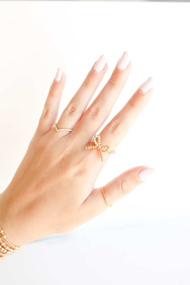 BB Gold Beaded Bow Ring