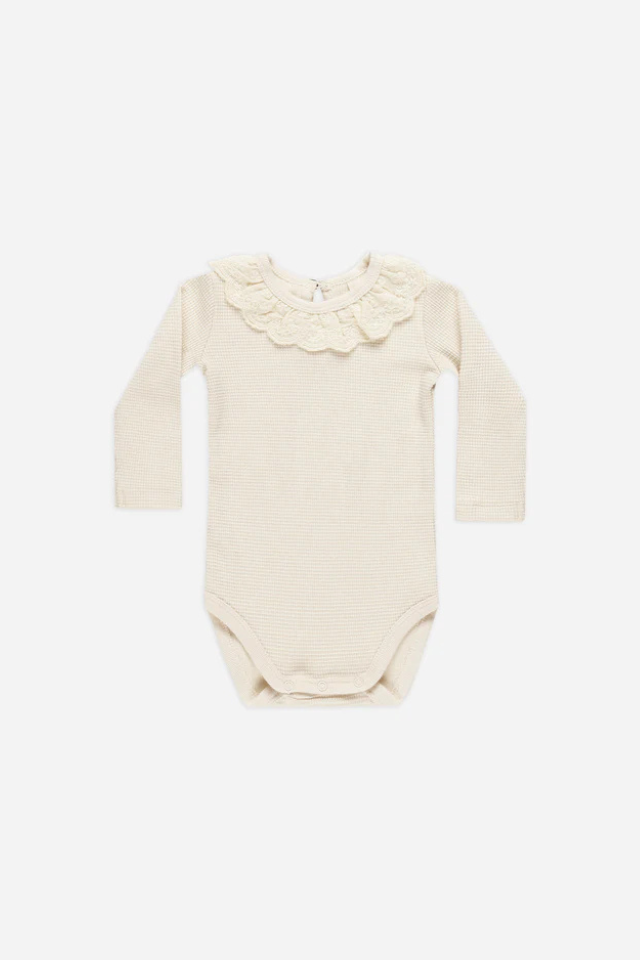 Quincy Mae Ruffle Collar Bodysuit - Natural